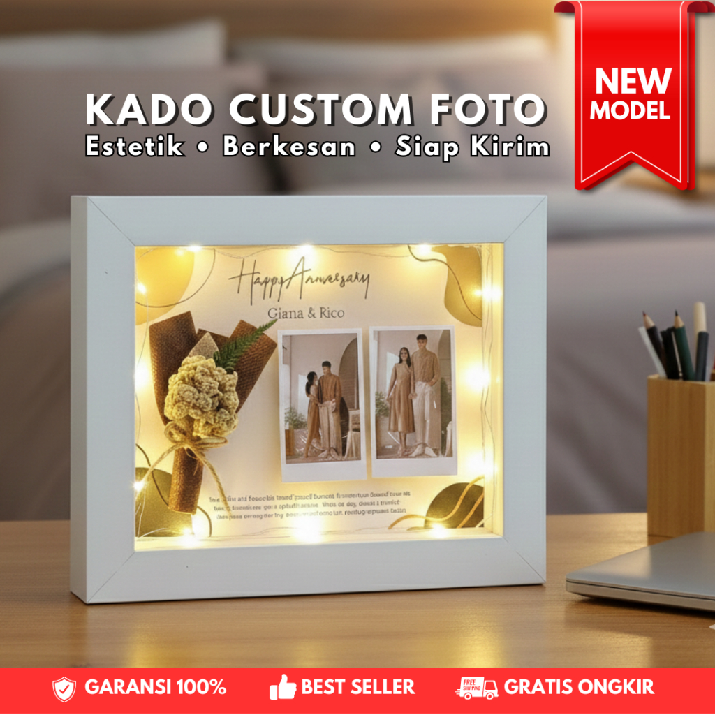 Kado Ultah Bingkai Foto Grid Hadiah Anniversary Pacar Wisuda Murah 5R 6R 3D Ulang Tahun Wedding Pern
