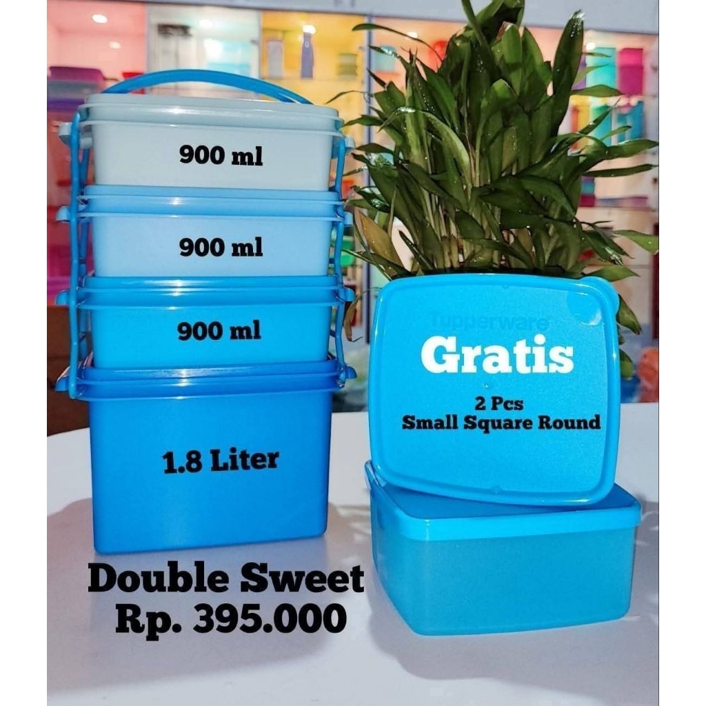 RANTANG ORIGINAL  TUPPERWARE DOUBLE SWEET WITH GIFT