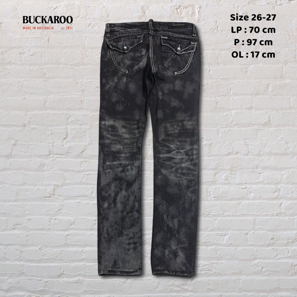 Size 26-27 Celana Panjang Jeans Buckaroo Black Washed Fading Straight Fit Original Second Preloved #