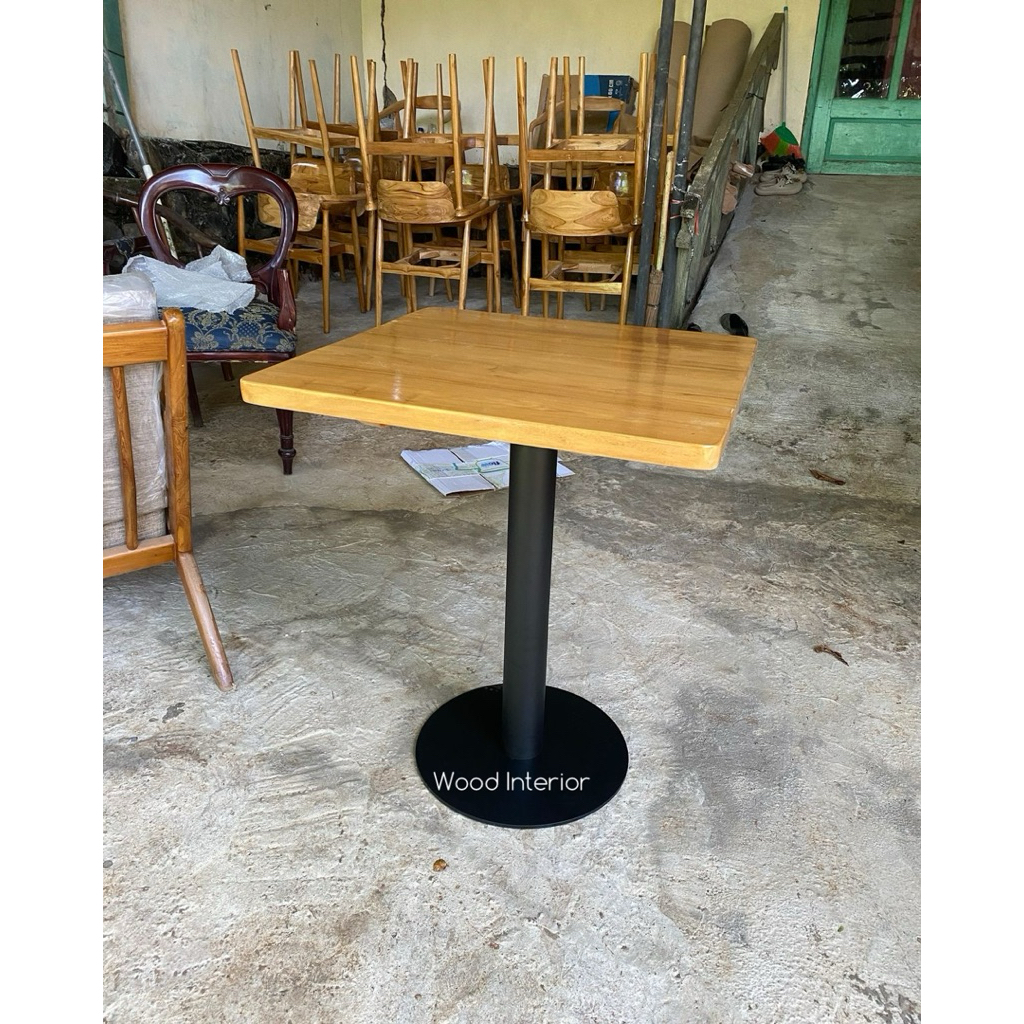 meja cafe | meja industrial | meja bar kayu jati | meja cafe kaki besi