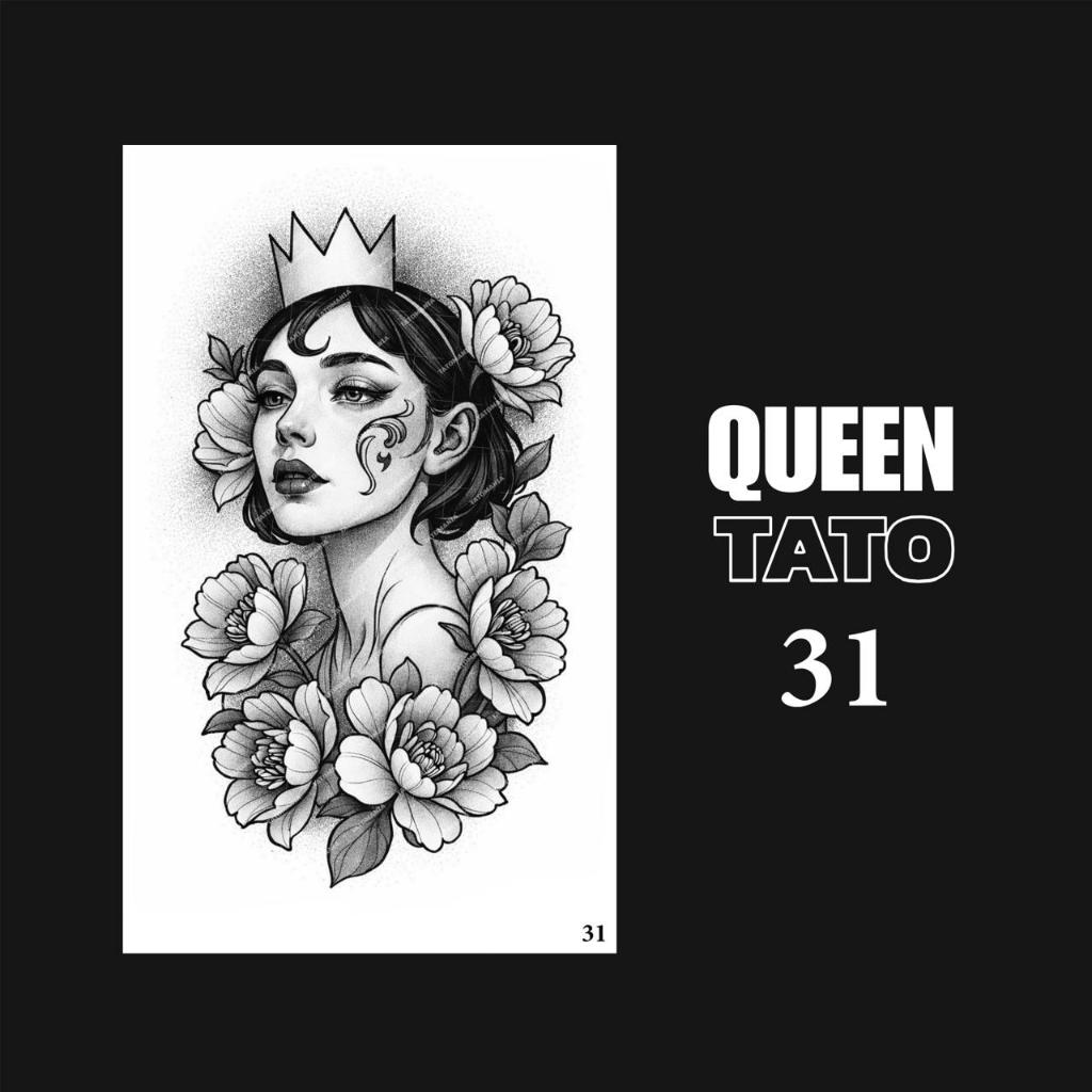 QueenTato - Stiker tato temporer semi permanen Motif Gambar 31