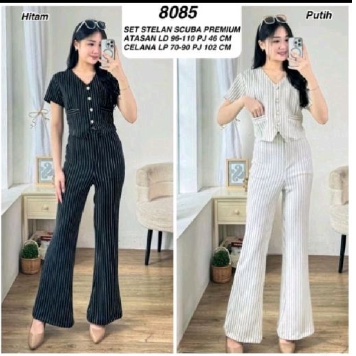 elshanum.lubna - one set kulot dan kemeja croptop wanita korean style