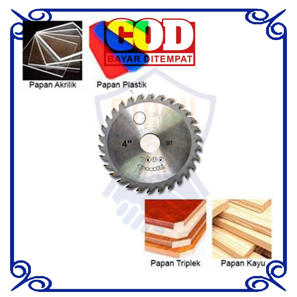 Mata Gerinda Potong Kayu Saw Blade 4" x 40T Sirkel Circular Serkel Pisau Potong Gerinda Tangan