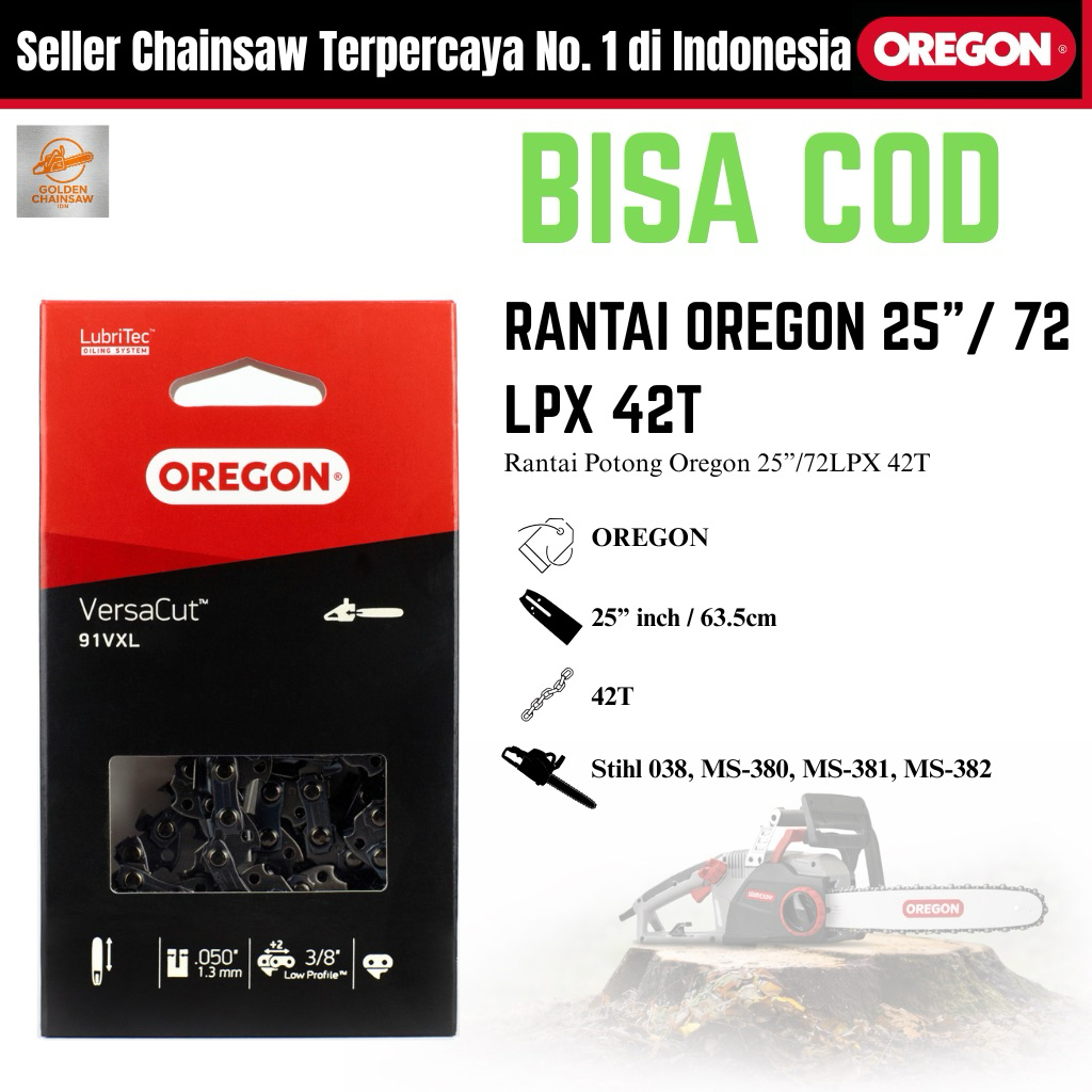 Rantai Potong 25" Oregon 72LPX-42T Original.Rantai Potong Oregon 25 Inch 42 Mata 72LPX-42T ORIGINAL
