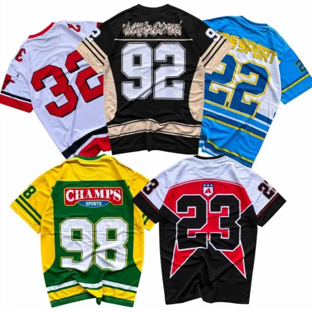 100 Ribu Dapat 5 | Jersey Dry Fit Motif Angka Vintage Soccer Baseball Original Pria Wanita Unisex