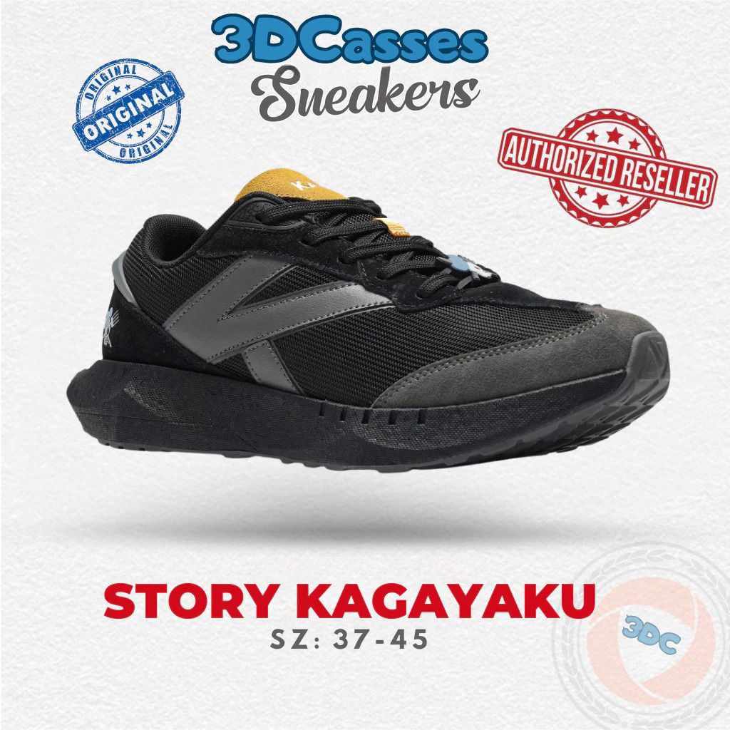 kanky story KAGAYAKU full black dan black sepatu casual nyaman dipakai sehari-hari pria maupun wanit
