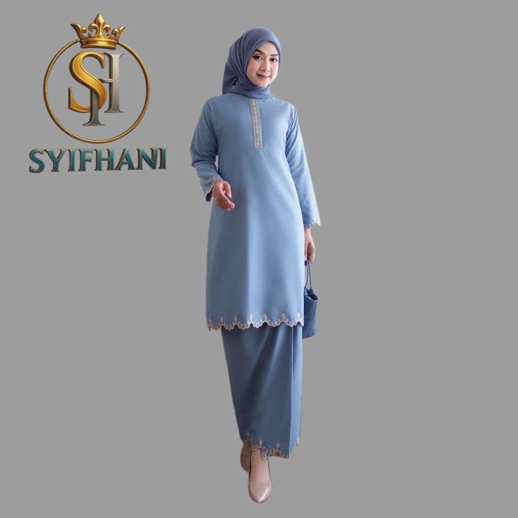Syifhani - Baju Kurung Melayu Elvina Stelan Wanita Ada Resleting Depan Aktif Busui Bahan Toyobo