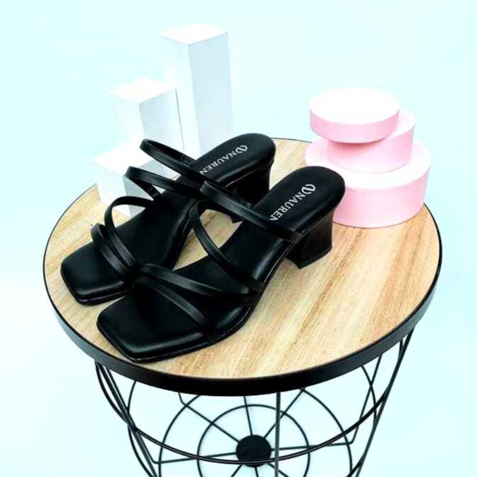 Sandal Heels Wanita Tali Rubby Sandal Heels Hak Tahu 5cm