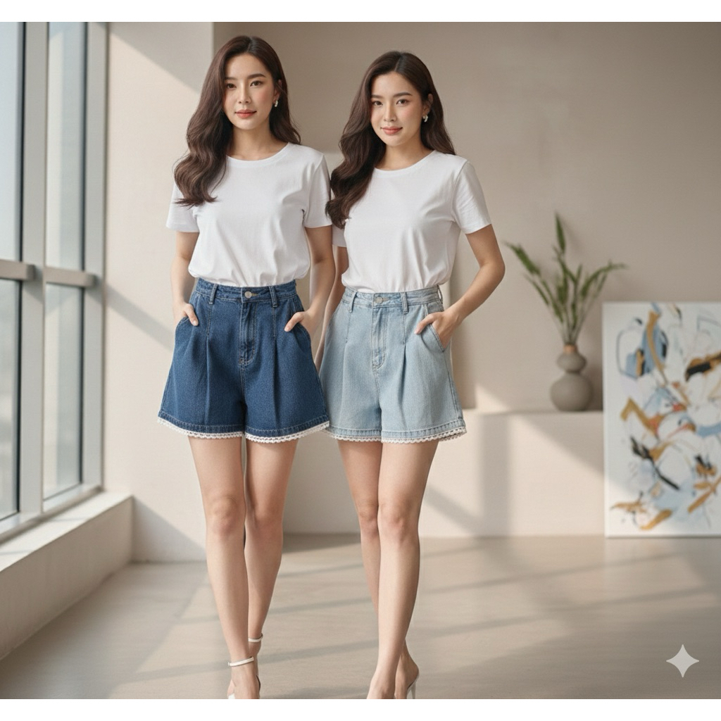 Denim Shorts with lace details