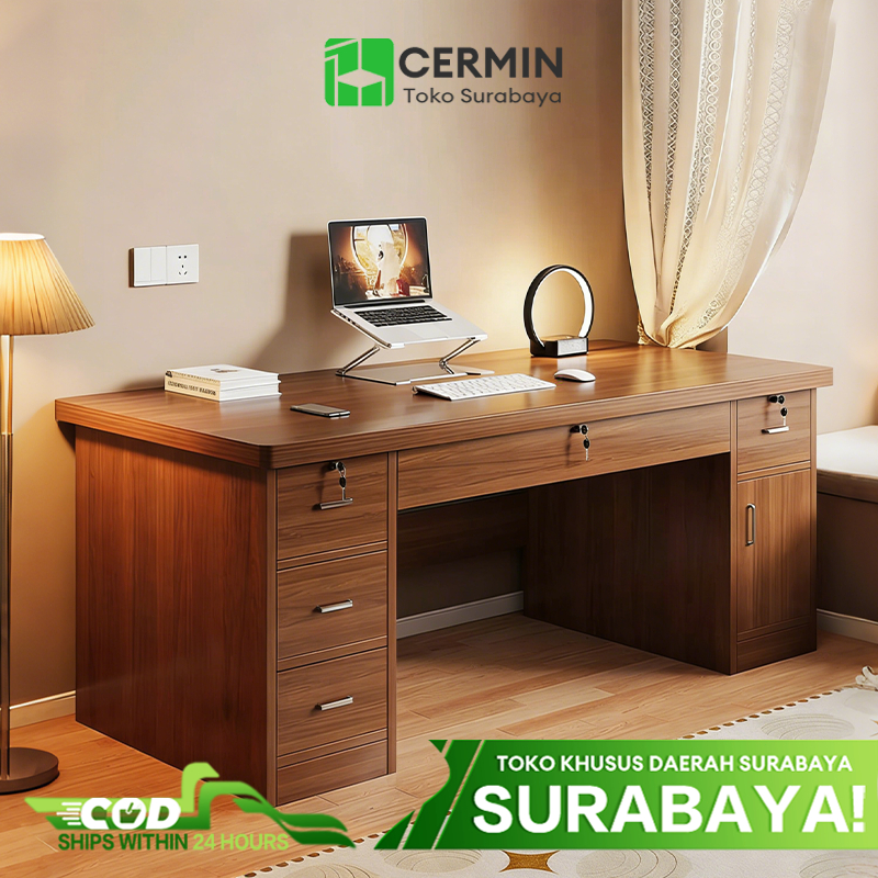 Pengiriman Dari Surabaya---Meja Kantor Dengan Laci Meja Komputer Dengan Lemari Meja Belajar Permukaa
