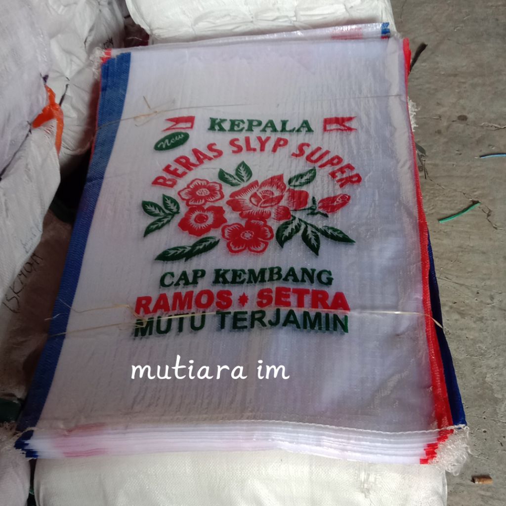 Karung Beras Kembang 50Kg | Karung Printing Kembang Transparan 50Kg