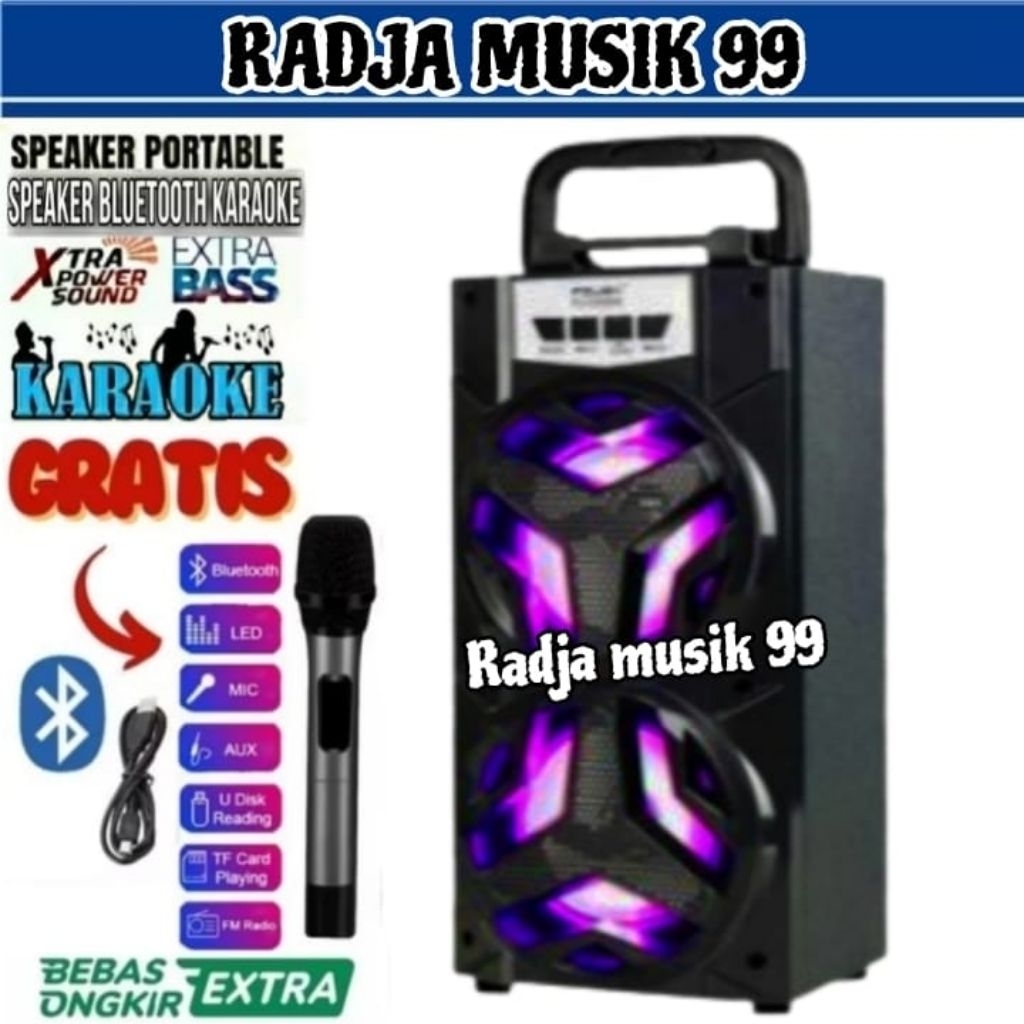 speaker Bluetooth Karaoke Free Mic Extra Bass Suara Bersih Murah/Spiker Aktif Music Wireless/Salon P