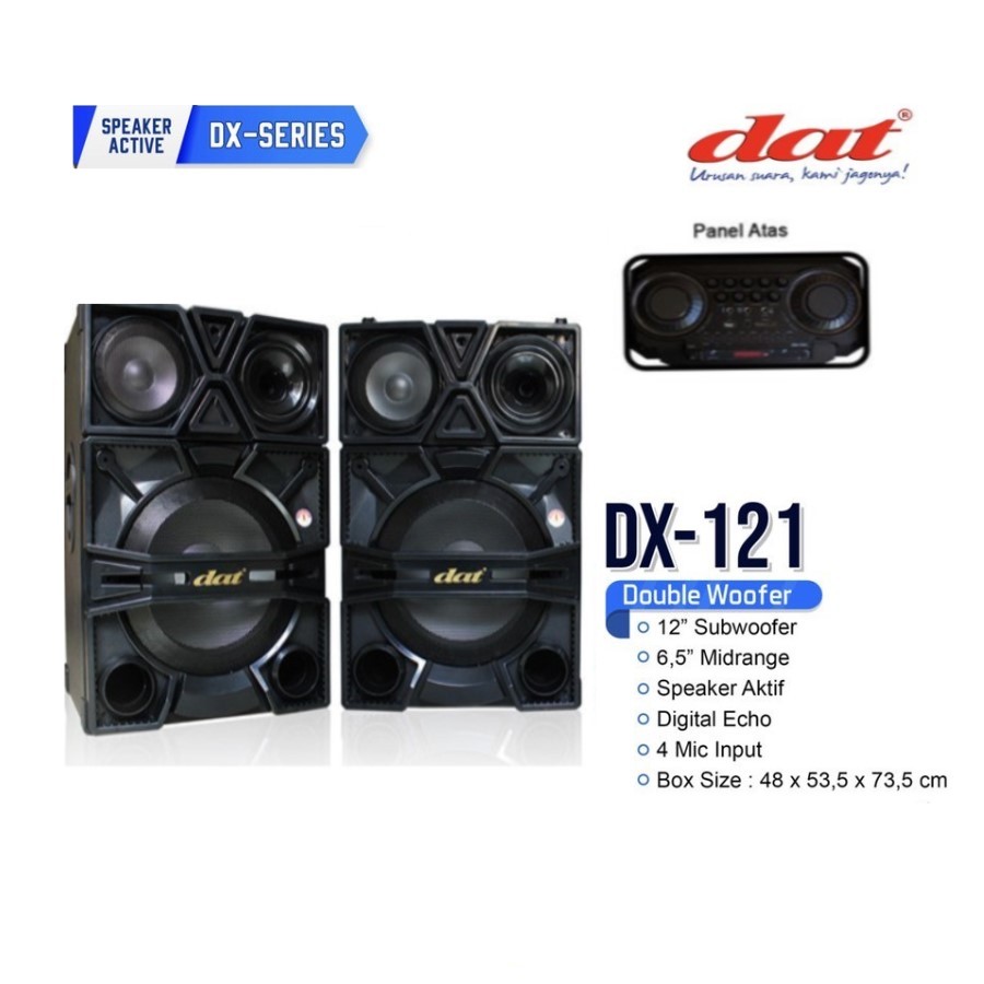 SPEAKER ACTIVE PASSIVE DAT DX121 SPEAKER AKTIF PASIF DAT DX-12 KARAOKE BLUETOOH 12 INCH  HARGA 1SET