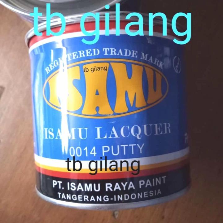 Dempul kayu besi fiber pvc Isamu instan pyroxylin lacquer kaleng 1kg 1000g abu abu grey mobil motor