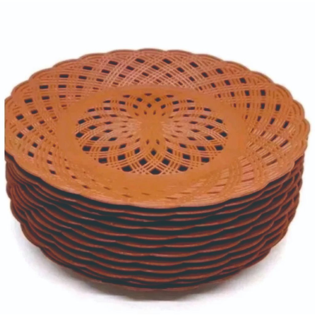 Piring Rotan Plastik | Piring rotan anyam isi 1 lusin / 12 Pcs