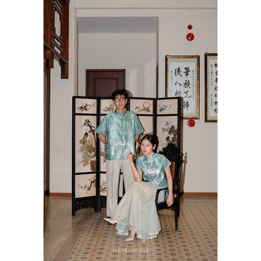 [Wearing Ins] Rui Hua Couple - Cheongsam Modern 2026 Baju Imlek Couple - Atasan Imlek Set Couple