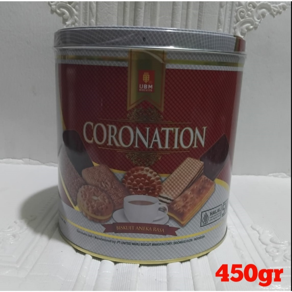 Ubm biskuit coronation assorted kemasan kaleng 450gr