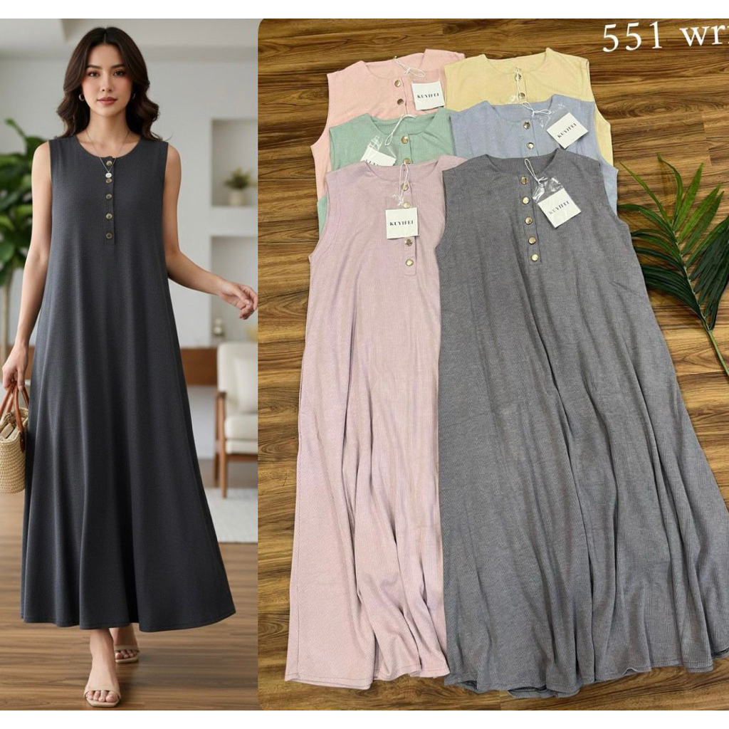 DRESS BUNTUNG 551# KUYIFEI [BUSUI FRIENDLY] KNIT PREMIUM WANITA TERBARU SUPER CAKEP BANGET