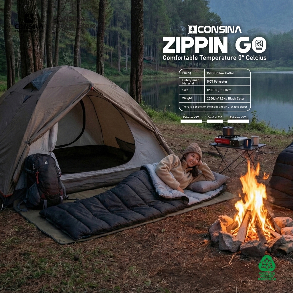 Consina Zippin Go Sleeping Bag Kantung Tidur Gunung | Outdoor Expedition Hiking Camping