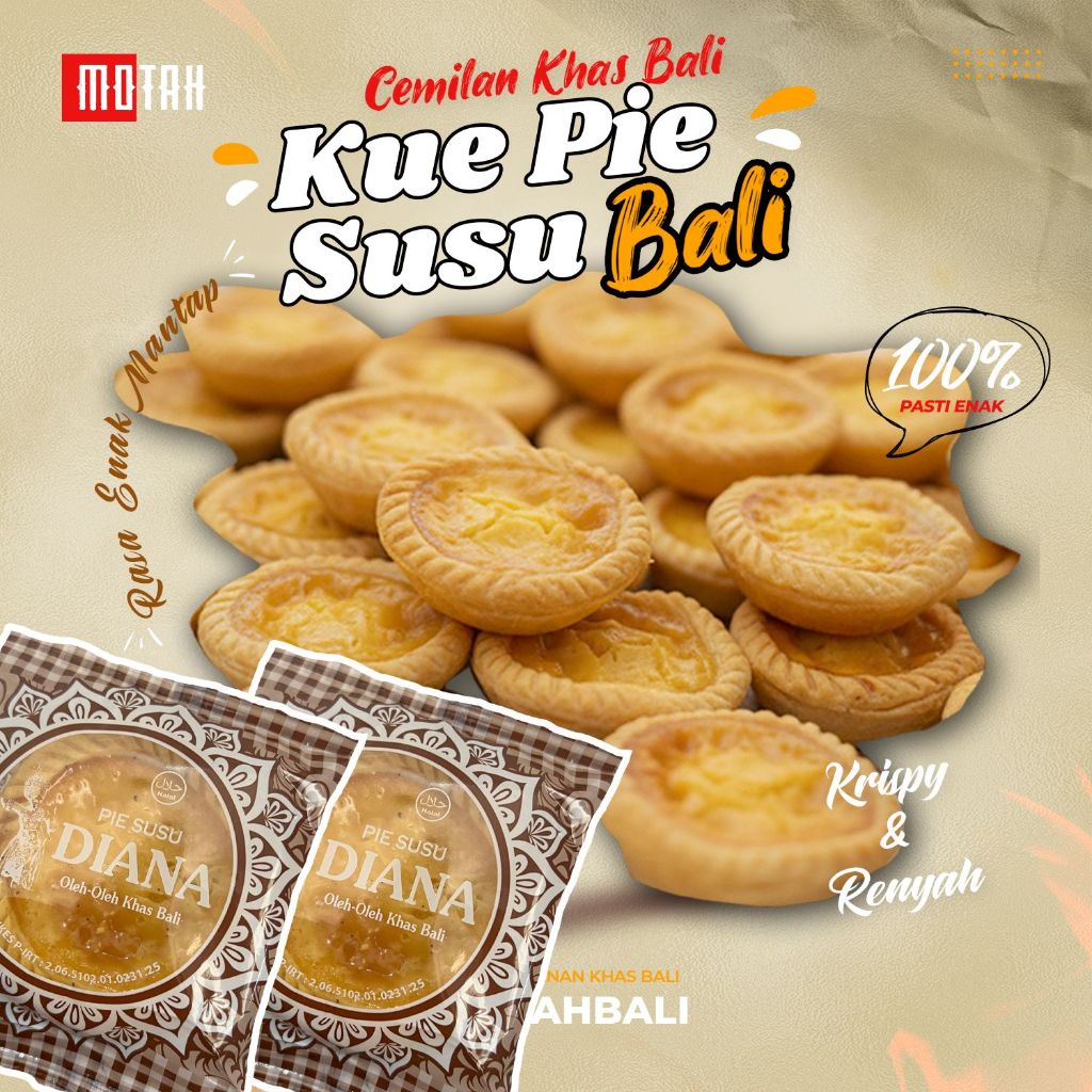 Cemilan Pie Susu Khas Bali 1 Box isi 50pcs/ Kue Susu Pie Bali / Kue Kering Khas Bali / Pie Oleh oleh