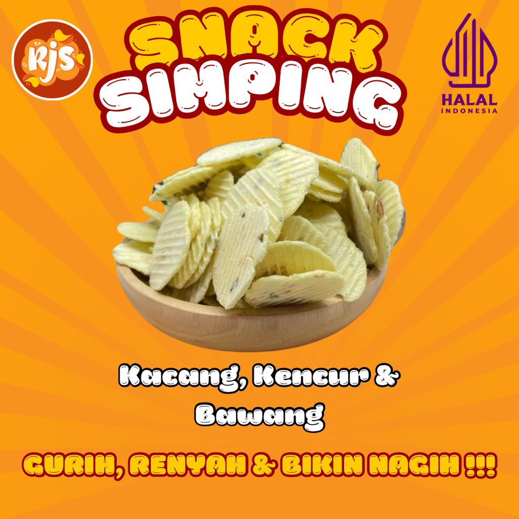 Snack Simping 3 Rasa kencur, Bawang dan Kacang kemasan 100 gram, 250 gram dan 500 gram