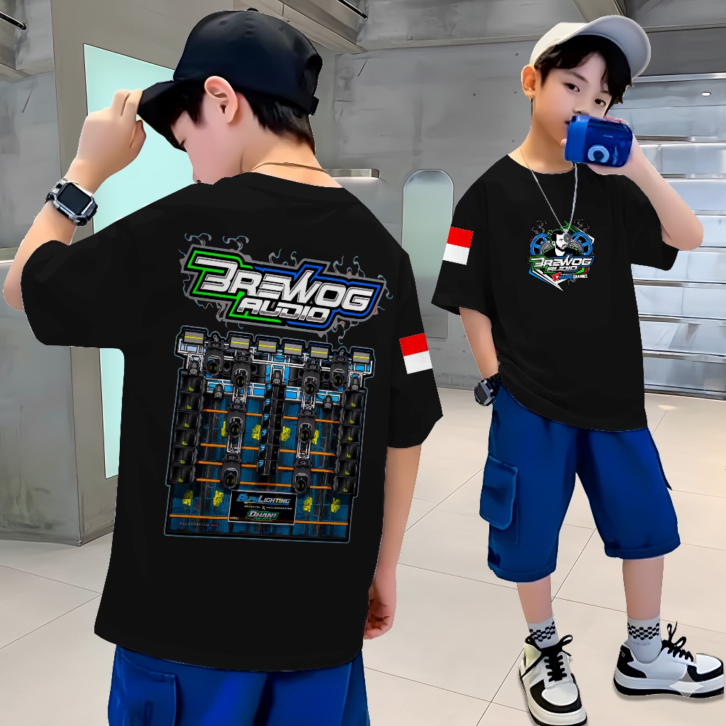 Kaos Anak Atasan BREWOG AUDIO V1 Unisex 3–15 Tahun Baju Distro Katun Combed 24s Size M–XXL