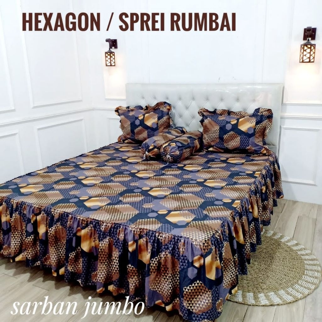 BISA COD SPREI RUMBAI HEXAGON ESTETIK 180 X 200 SEPREI MOTIF MINIMALIS SPRAI RUMBAI UKURAN 180 SEPRA