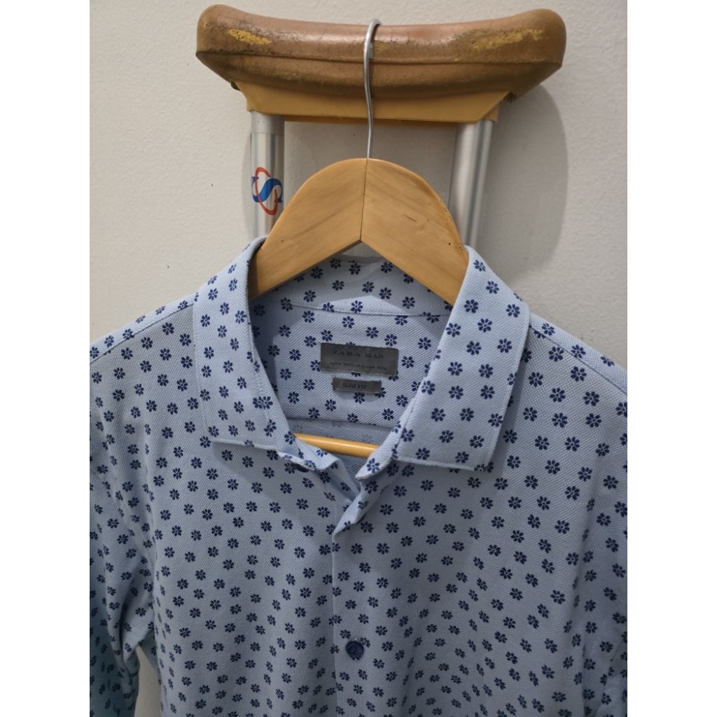 Zara Man blue taxi driver uniform pattern. Super Limited. 100% original. size M. baju kemeja pria wa