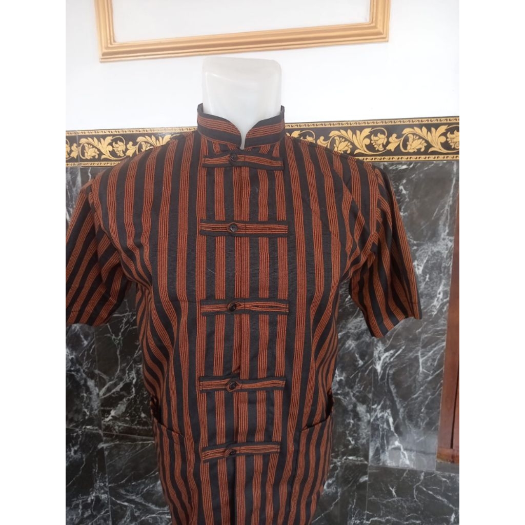 KEMEJA SANGHAI KOKO BATIK LURIK PRIA DEWASA