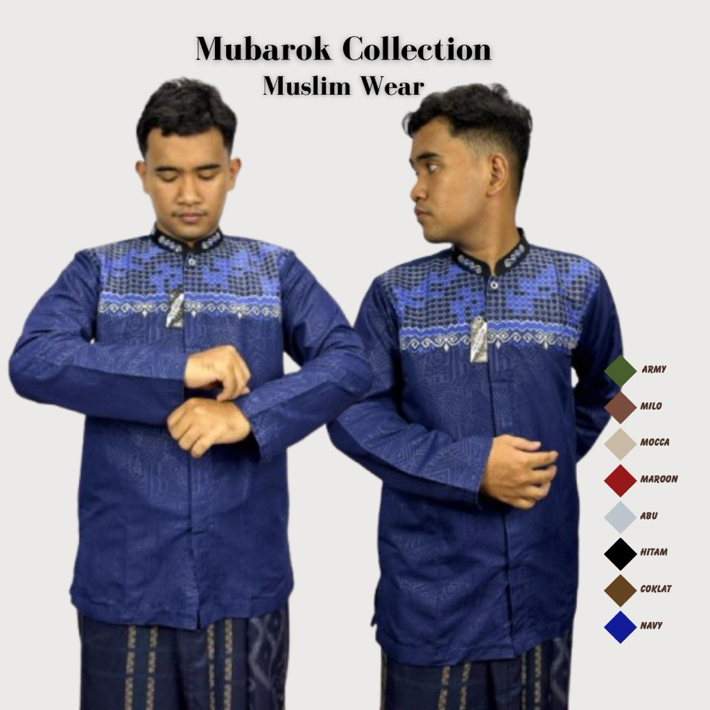 baju koko embos lengan panjang motip bordir tebaru baju koko taqwa Mubarok collection