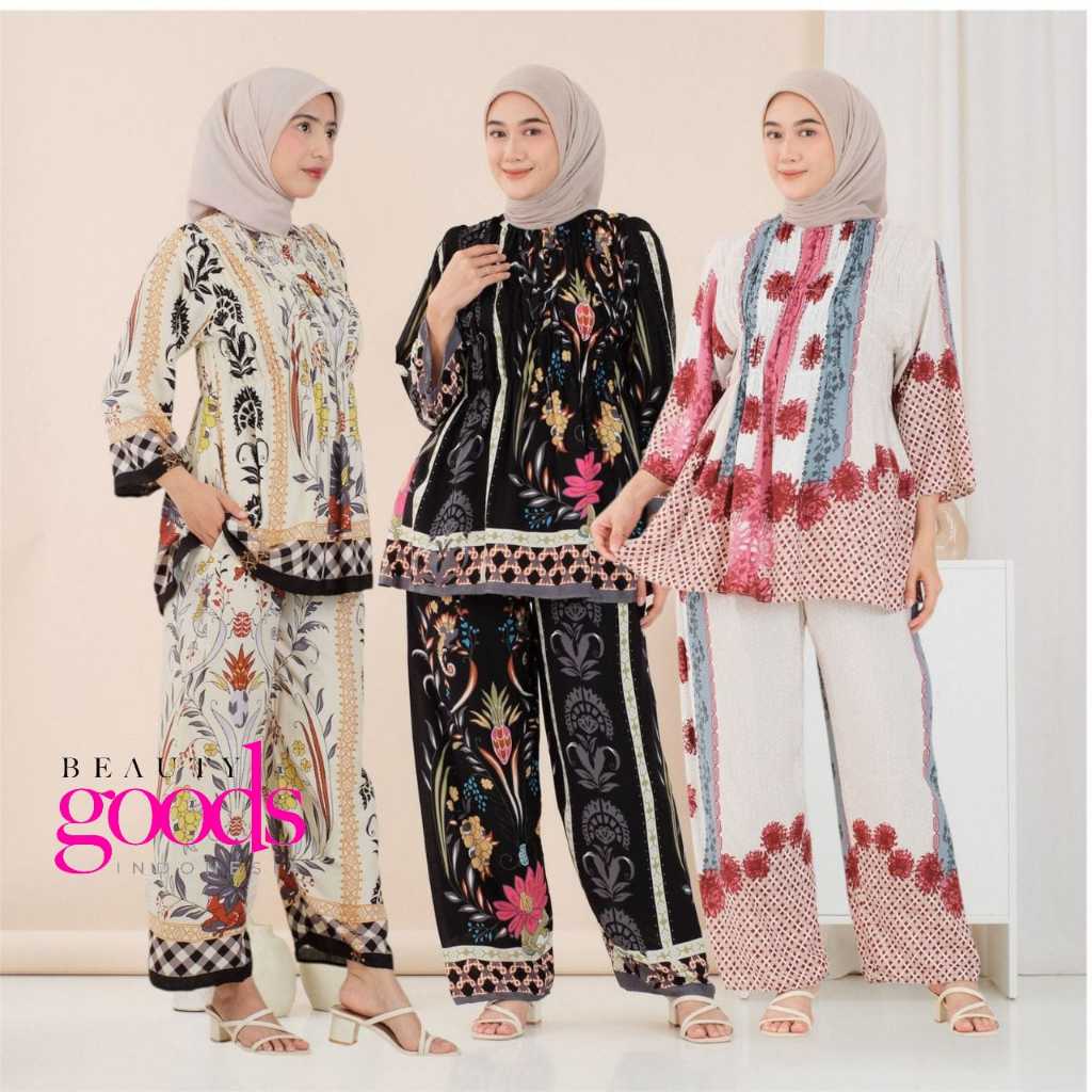 Juwita Oneset Smoke Setelan Celana Rayon Jumbo Wanita