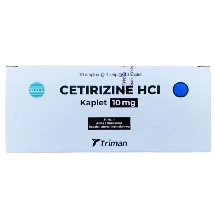 CETIRIZINE HCl Kaplet 10mg (100's /Dus) - TRIMAN
