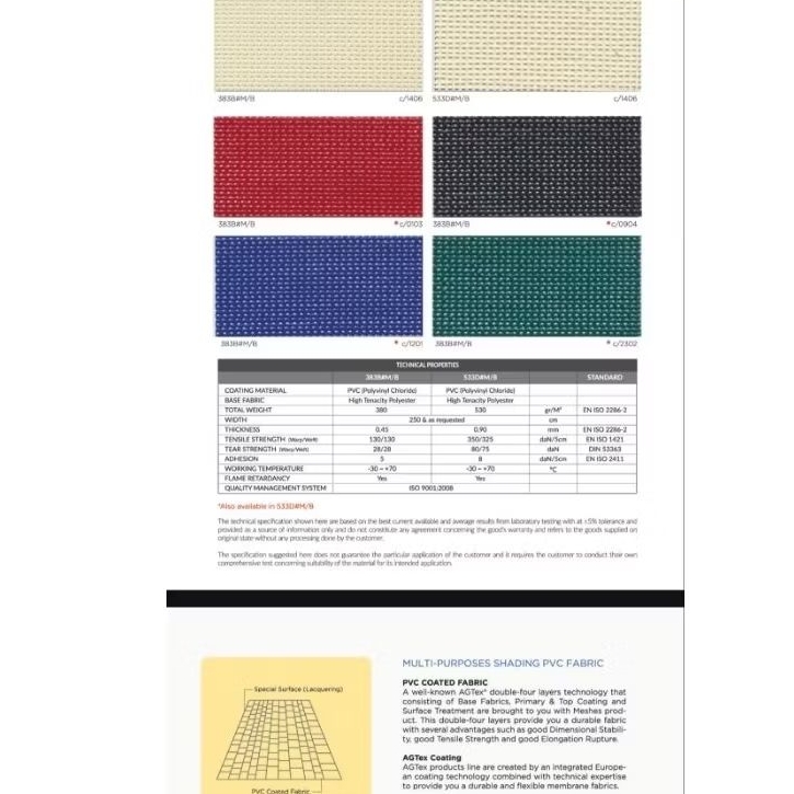 BAHAN MESH MEMBRAN AGTEX 380 gsm | Untuk Fasad dan Atap Kolam renang