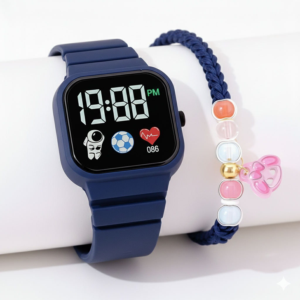 Jam Tangan Anak Anak Perempuan 5 - 12 Tahun LED Astronot Lucu Korea Fashion Cewek Anti Air