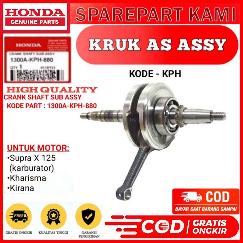 KRUK AS ASSY  CRANKSHAFT HONDA SUPRA X 125 KARBURATOR INJECTION KHARISMA KIRANA KPH 1300A-KPH-880