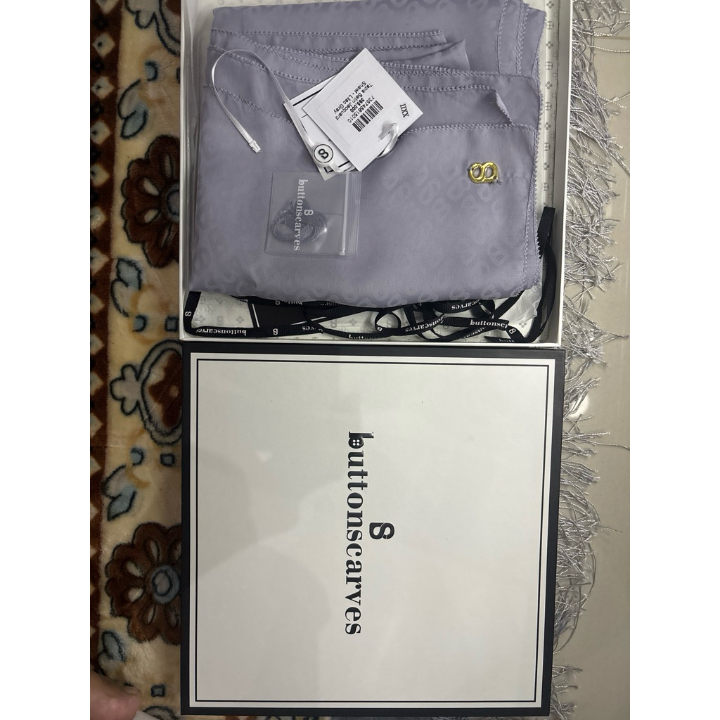 tapis satin shawl - buttonscarves - lilac grey