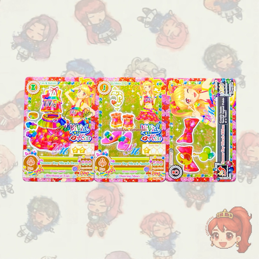 Aikatsu CP Vivid Kiss WM Unit Summer Day Miracle Set With Mikuru Natsuki Sign
