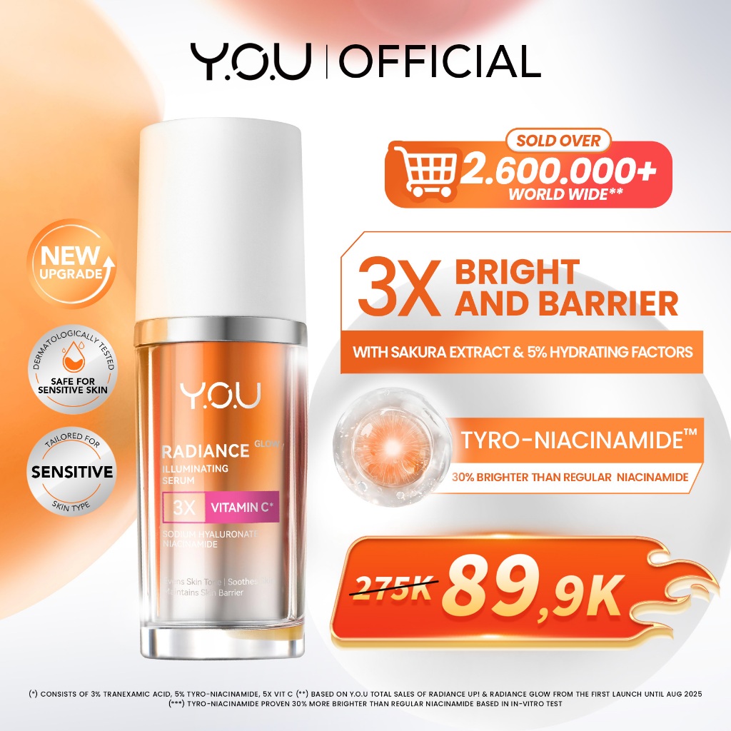 YOU Radiance Glow Illuminating Serum Niacinamide Vit C Ceramide Serum Brightening Dull Skin Kulit Ku
