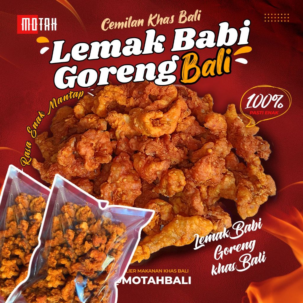 Cemilan Gorengan Lemak Babi / Lemak Babi Merah Goreng 1kg/ Gorengan Daging Babi Merah Khas Bali 1000