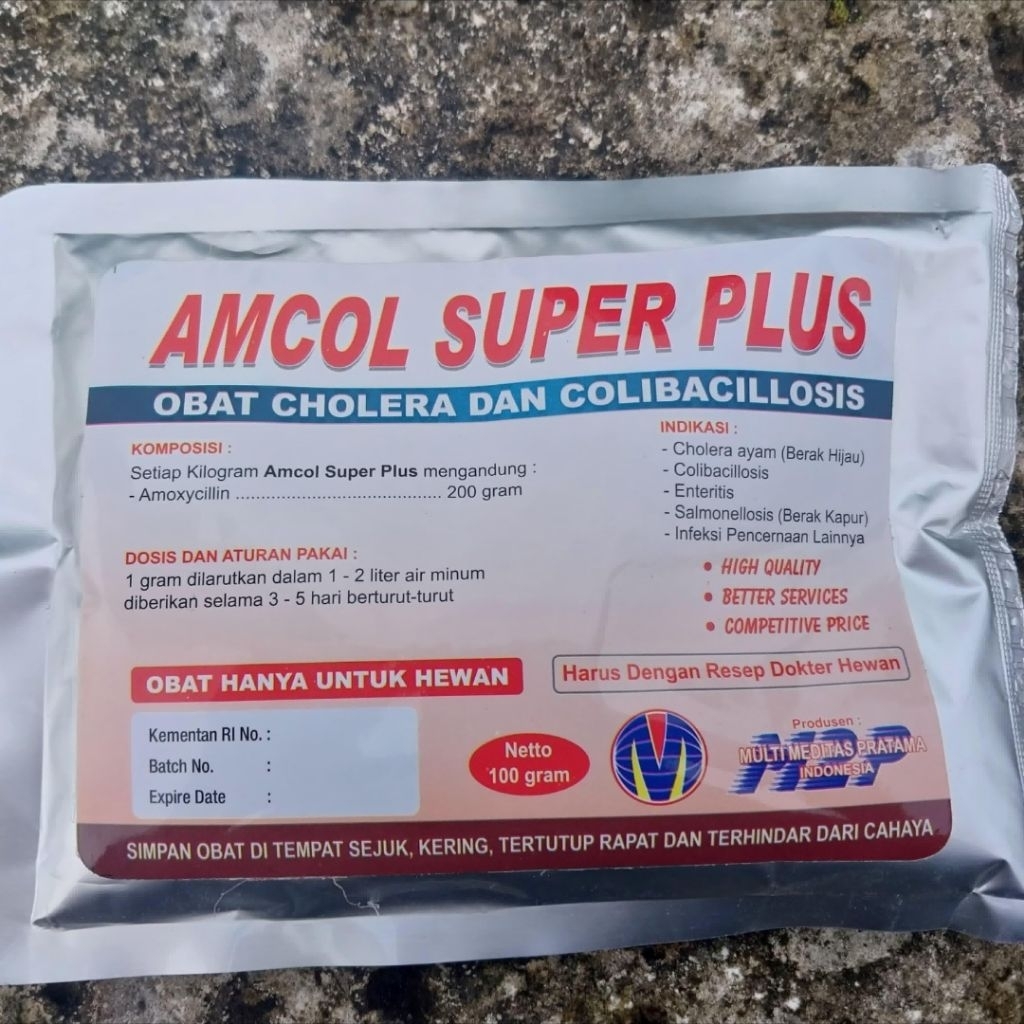 Amcol Super Plus 100gr | Obat Cholera & Colibacillosis Ayam Antibiotik Amoxycillin | AMCOL SUPER PLU