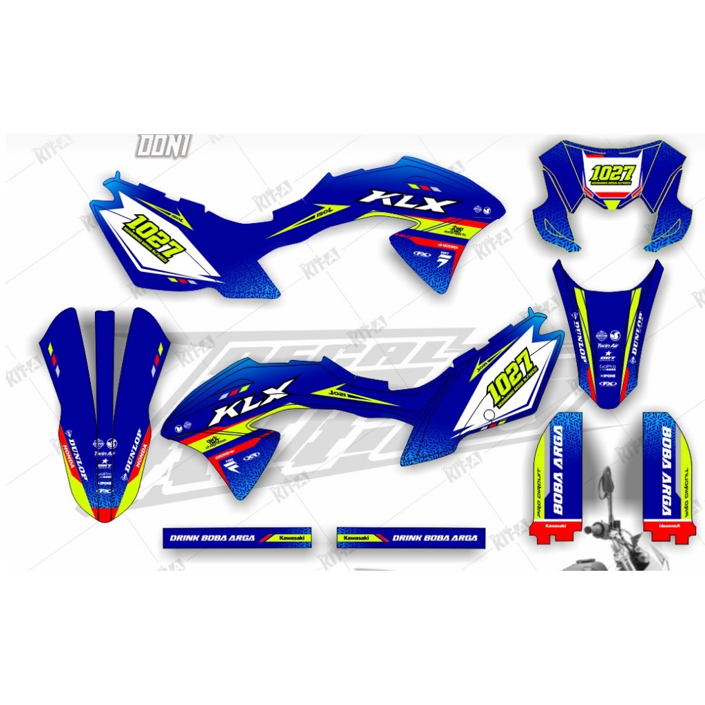 decal klx 150 bf biru pelangi