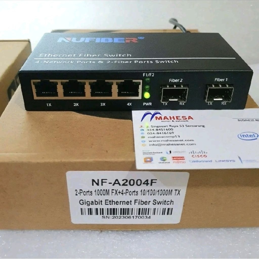 NUFIBER FO SWITCH 2 PORT SFP FIBER OPTIC + 4 PORT 1000MB UTP NF-A2004F 2SFP + 4RJ45 Media Converter