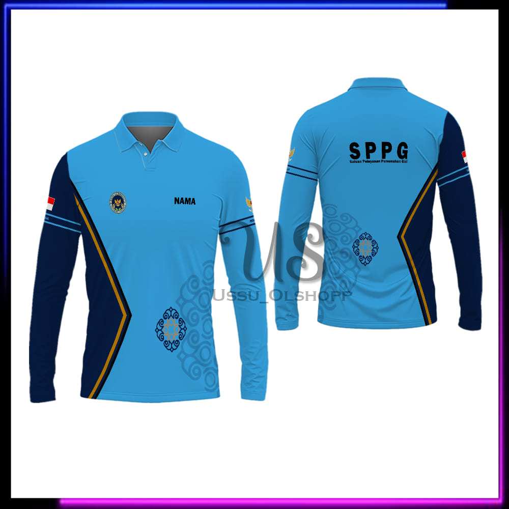 Kaos Badan Gizi Nasional Baju Berkerah SPPG Free Nama - Jersey SPPG/BGN - Polo Kerah SPPG Panjang