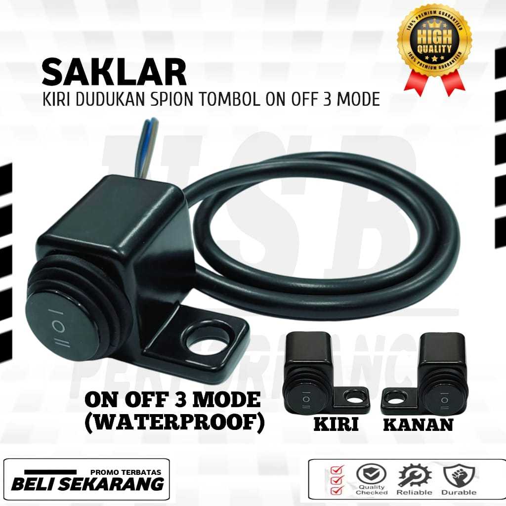 Saklar Spion Kiri - Kanan 3 Mode On On Off Full Besi Waterproof Universal / Saklar Lampu Tembak 2 Mo