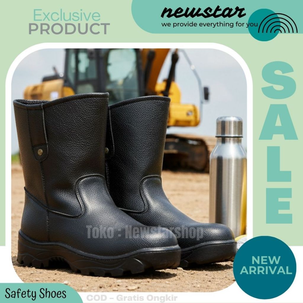 SEPATU SAFETY BOOT KING UJUNG BESI SOL JAHITAN TEMBUS SEPATU KERJA PROYEK