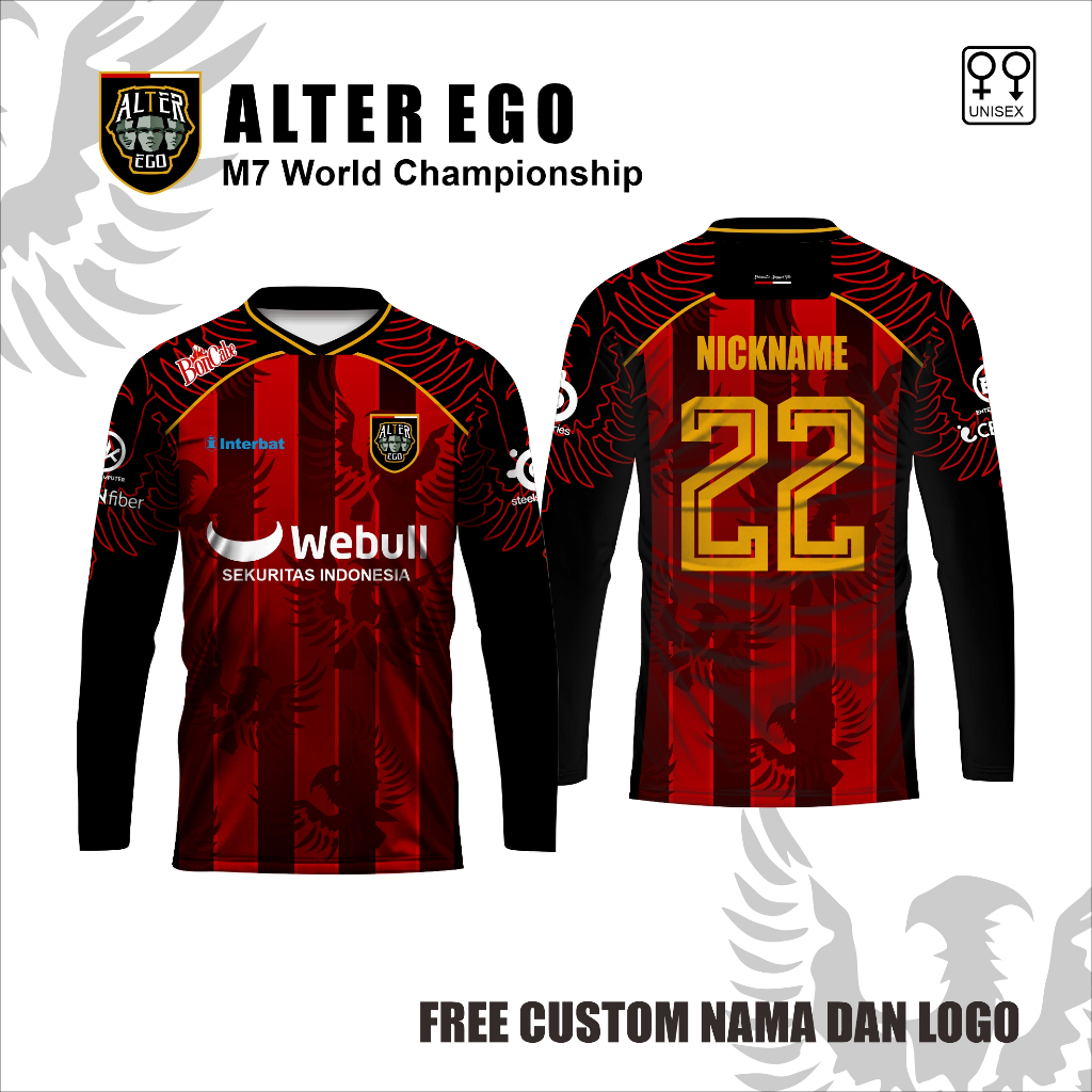 Setelan Kaos jersey ersport alter ego season 16 baju sport Mobile Legend free custom lengan panjang