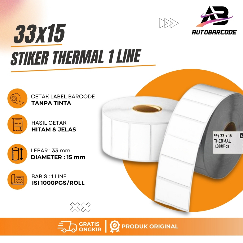 Label Thermal 33x15 isi 1000 PCS Stiker Barcode 1Line GAP Kasir Harga Minimarket Direct 371 420 4601