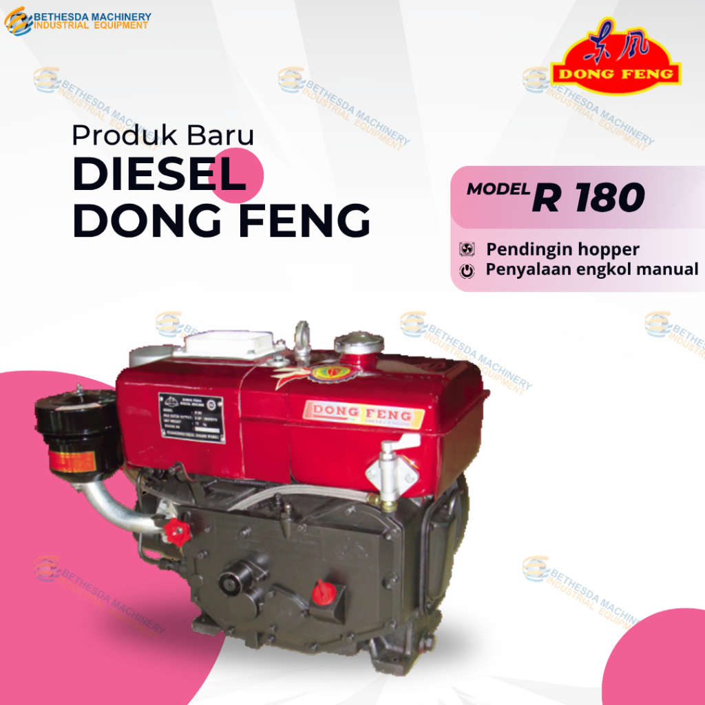 Dongfeng Diesel 8 PK / 8 HP Mesin Penggerak Dong Feng R 180 R 180NL