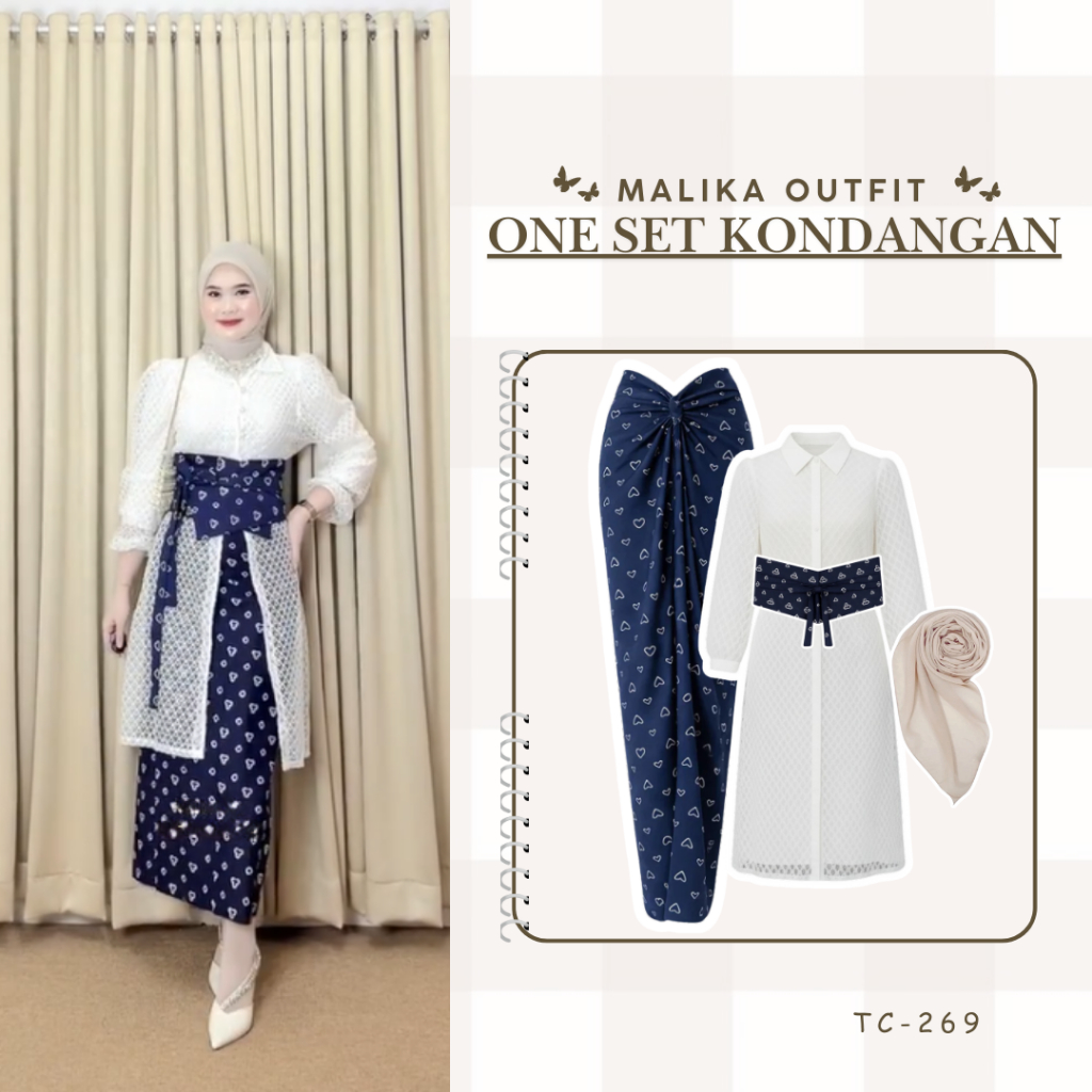 One Set Kondangan Remaja Terbaru Dan Kekinian ( Rok Lilit + Tunik + Bella Square )  SET TC-269