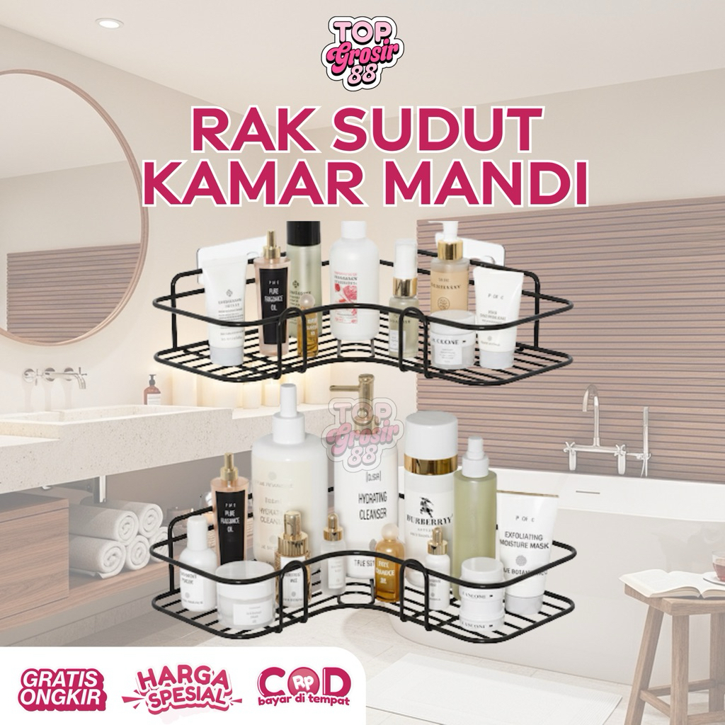 Rak Sudut Kamar Mandi Tempel Dinding Keramik Rak Dapur Besi Serbaguna Rak Sabun Kamar Mandi Rak Kama